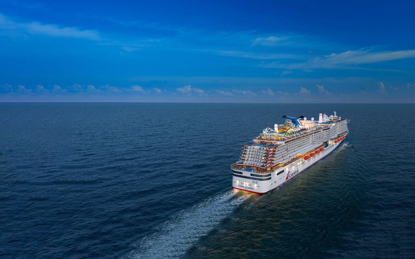 Carnival Jubilee sailing on a deep blue sea