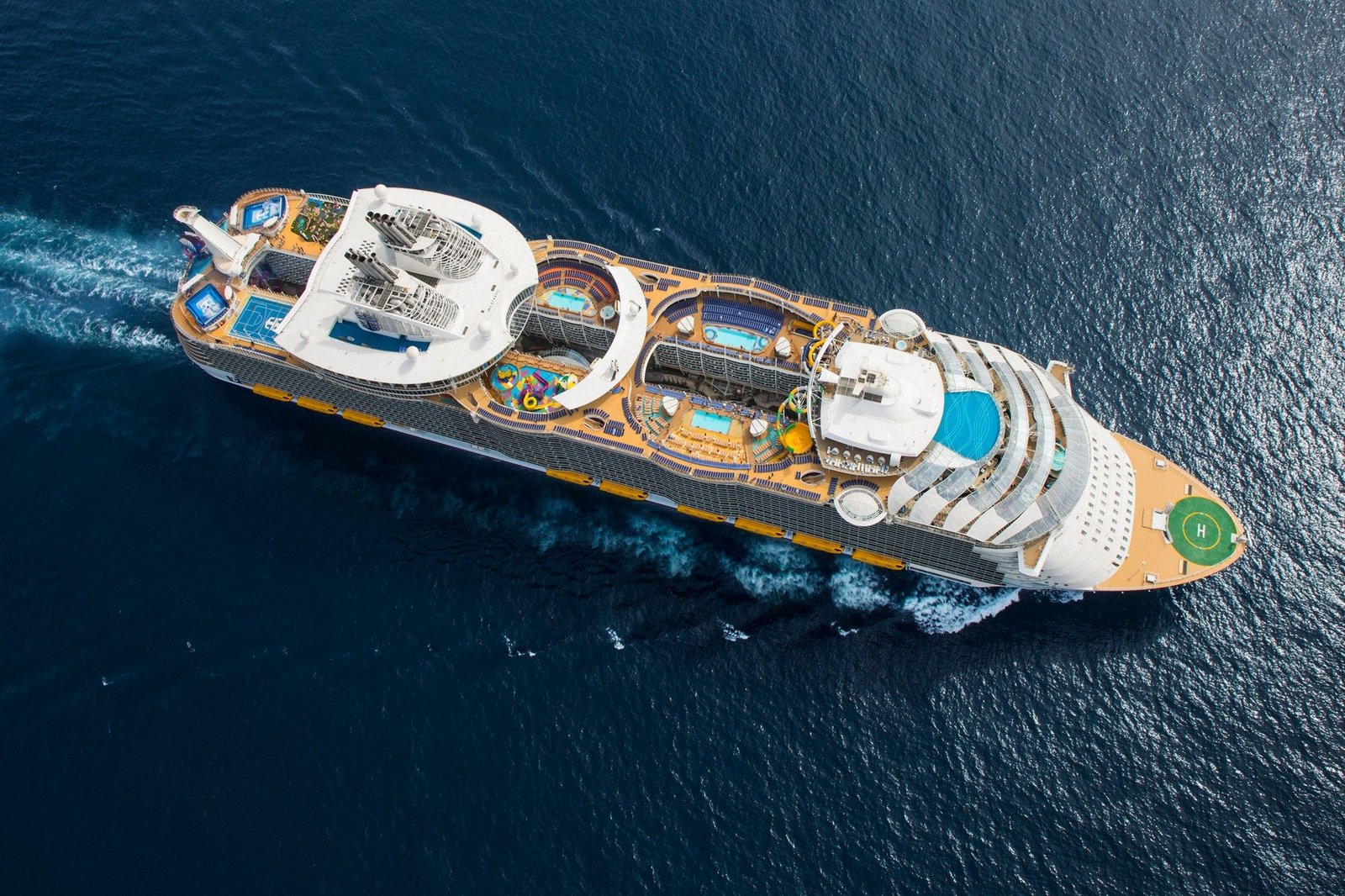 Aerial view of Symphony of the Seas sailing at sea